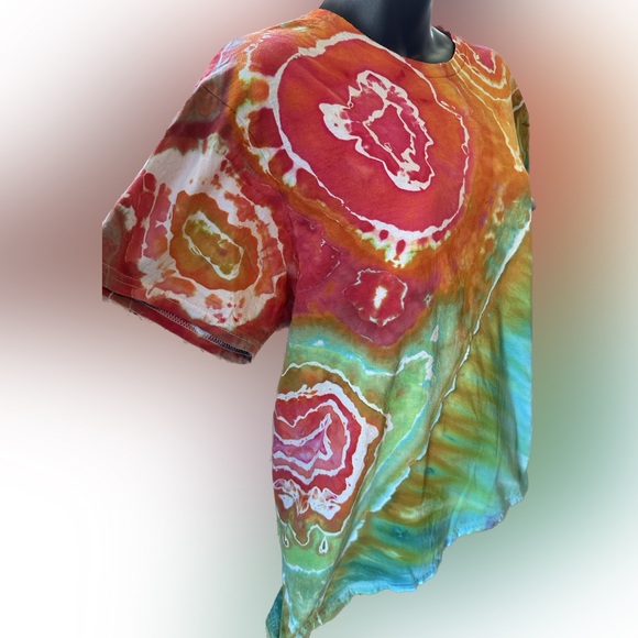 100% cotton handmade tie-dye shirt geode pattern rainbow for like medium - Picture 3 of 3